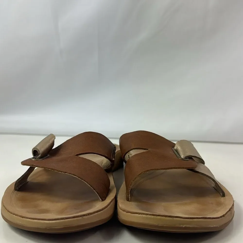OLUKAI Nonohe Olu Golden Brown Leather Slide Women’s Sandals